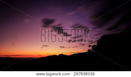 The Silhoutte Of Mount Lemmon, Arizona After Sunset.