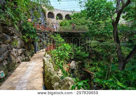 XCARET,MEXICO - APRIL 16,2019 : The aviary at XCaret park on the Mayan Riviera