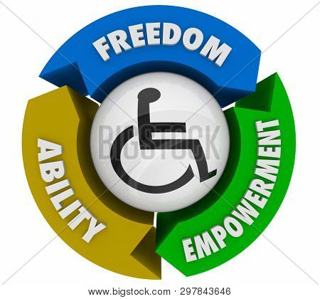 Wheelchair Disabled Person Symbol Disability Freedom Ability Empowerment 3d Illustration
