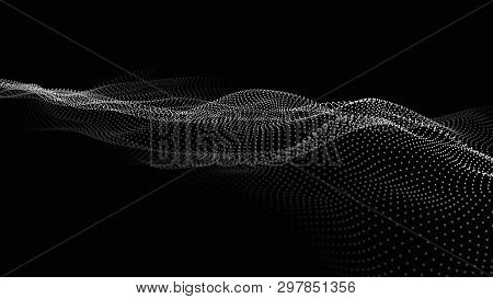 Wave Of Particles. Futuristic Point Wave. Vector Illustration. Abstract Background With A Dynamic Wa