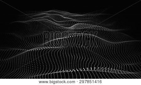 Wave Of Particles. Futuristic Point Wave. Vector Illustration. Abstract Background With A Dynamic Wa