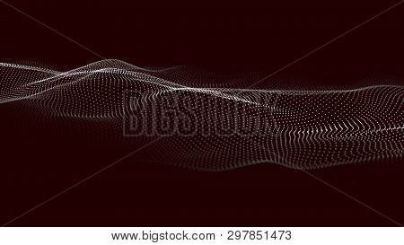 Wave Of Particles. Futuristic Point Wave. Vector Illustration. Abstract Background With A Dynamic Wa