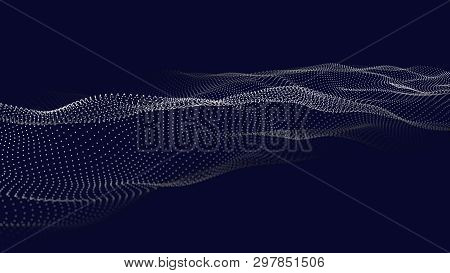 Wave Of Particles. Futuristic Point Wave. Vector Illustration. Abstract Background With A Dynamic Wa