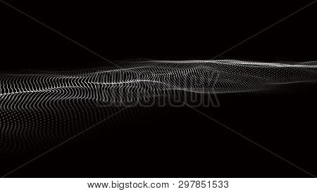 Wave Of Particles. Futuristic Point Wave. Vector Illustration. Abstract Background With A Dynamic Wa