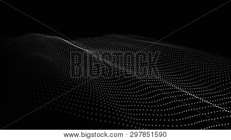 Wave Of Particles. Futuristic Point Wave. Vector Illustration. Abstract Background With A Dynamic Wa