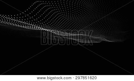 Wave Of Particles. Futuristic Point Wave. Vector Illustration. Abstract Background With A Dynamic Wa