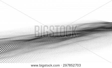 Wave Of Particles. Futuristic Point Wave. Vector Illustration. Abstract Background With A Dynamic Wa