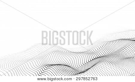 Wave Of Particles. Futuristic Point Wave. Vector Illustration. Abstract Background With A Dynamic Wa
