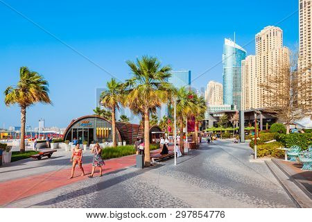 Dubai, Uae - February 25, 2019: Jbr Or Jumeirah Beach Residence Is A Waterfront Community Located In