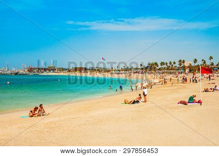 Dubai, Uae - February 27, 2019: La Mer Or Jumeira Beach Is A Public Beach In Dubai City In Uae