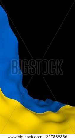 The Flag Of Ukraine On A Dark Background. National Flag And State Ensign. Blue And Yellow Bicolour. 