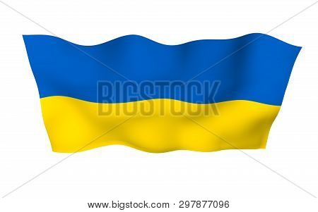 The Flag Of Ukraine On A White Background. National Flag And State Ensign. Blue And Yellow Bicolour.