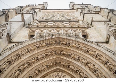 Details From Bottom Of The Facade Of The Cathedral Saint Andre In Bordeaux