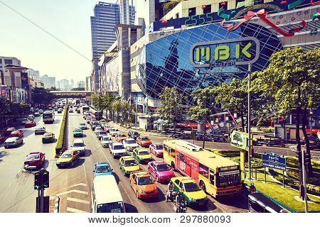 Bangkok, Thailand - December 18, 2011: Mbk Shopping Center. Mbk Is A Big Shopping Mall, Restaurants,