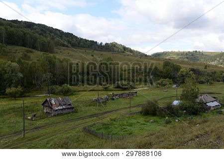 Mountain Village Generalka Altai Territory In Western Siberia. Russia