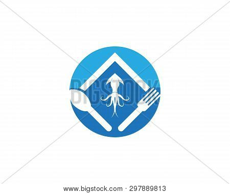 Squid Resto Logo Vector Template