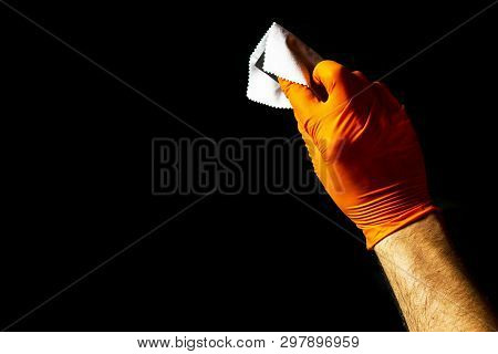 Car Polish Wax Worker Hands Polishing Car. Buffing And Polishing Vehicle With Ceramic. Car Detailing
