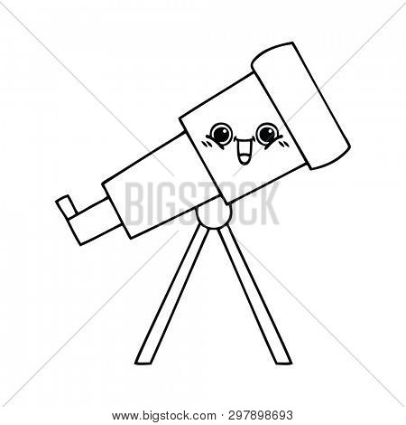 line drawing cartoon of a telescope