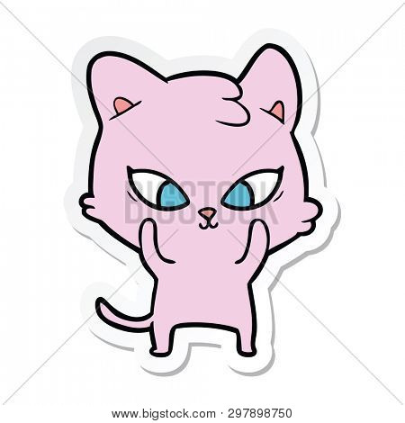 sticker of a cute cartoon cat