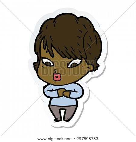 sticker of a cartoon woman