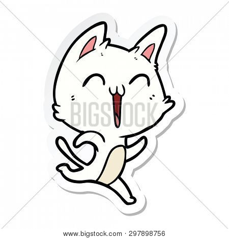 sticker of a happy cartoon cat