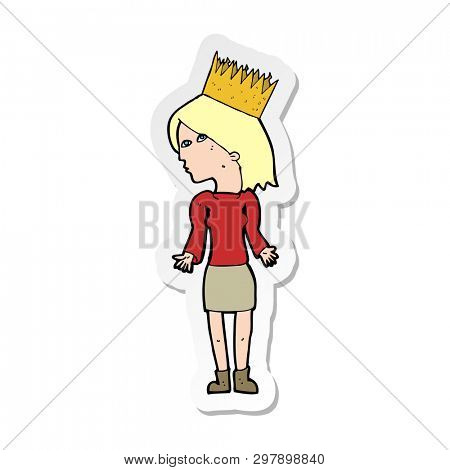 sticker of a cartoon woman wearing crown