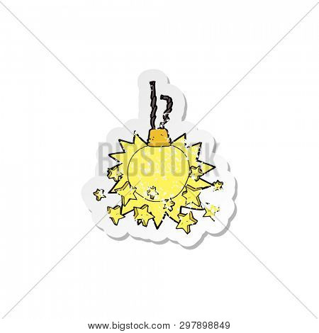 retro distressed sticker of a cartoon shining light bulb