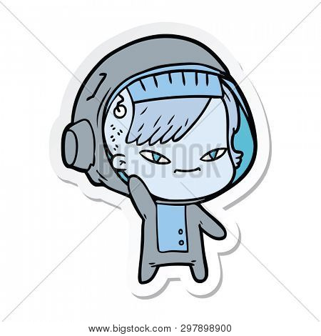 sticker of a cartoon astronaut woman