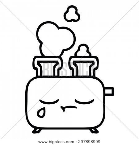 line drawing cartoon of a of a toaster