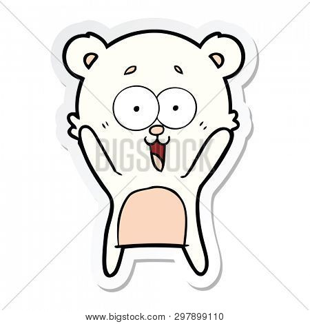 sticker of a laughing teddy  bear cartoon
