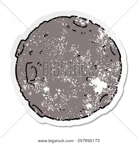 distressed sticker of a cartoon moon