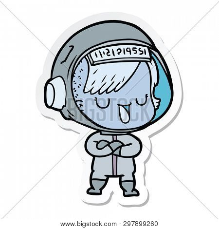 sticker of a cartoon astronaut woman