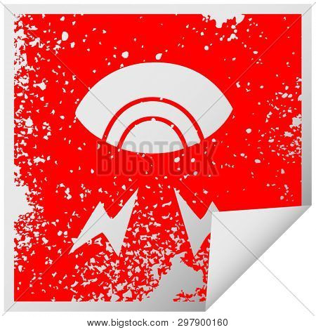 distressed square peeling sticker symbol of a mystic eye