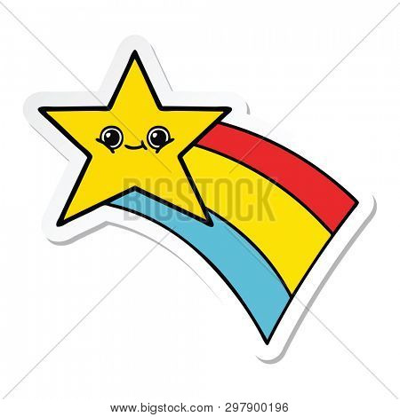 sticker of a cute cartoon shooting rainbow star