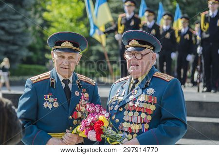 Lutsk , Ukraine, May 9, 2014: Victory Day, People Column