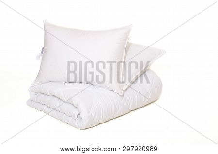 Rolled White Duvet Cover On  Isolated Background