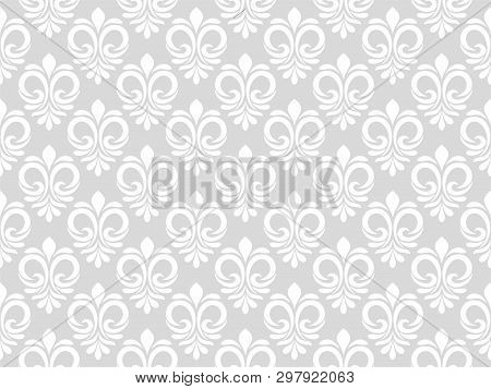 Floral Geometric Seamless Pattern. Gray And White Ornament. Fabric For Ornament, Wallpaper, Packagin
