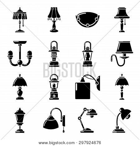 Lamp Icons Set. Simple Illustration Of 16 Lamp Icons For Web