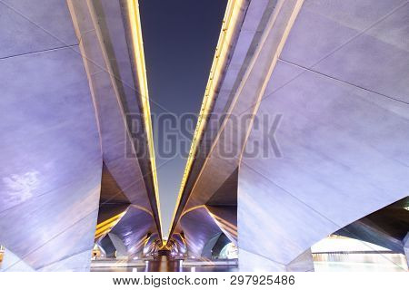 abstract photo of a bridge lines at night