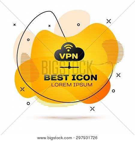 Black Vpn Network Cloud Connection Icon Isolated On White Background. Social Technology. Cloud Compu