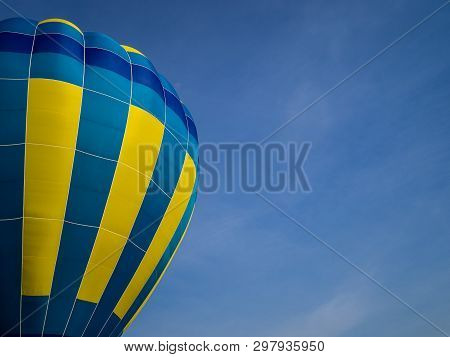 Balloon In The Blue Sky. Flying In A Balloon. Clear Blue Sky. Place For Text