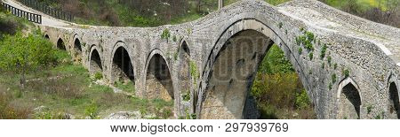Old Stone Bridge Over The River. Albania, Mes, Scutari