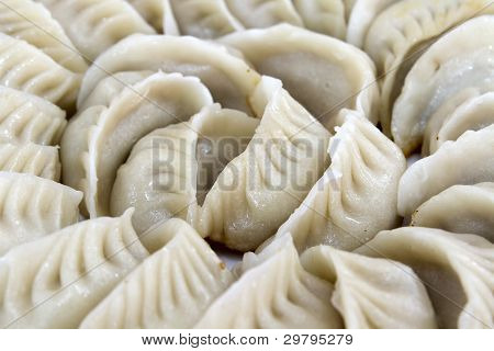 Potstickers kinesiske Dumplings Closeup