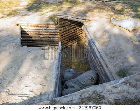 Log Reinforced Trench With Covered Center Transition