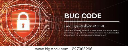 Bug Code. The Red Digital Background. Vector.
