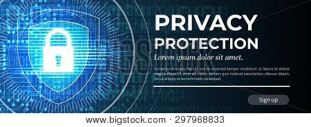 Privacy Protection. The Blue Modern Background. Vector.