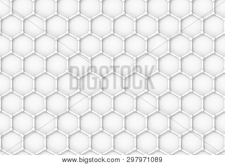 3d Rendering. Hexgonal Relation Structure Mesh Pattern Wall Design Background.
