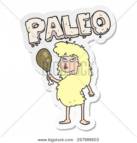 sticker of a cartoon woman on paleo diet