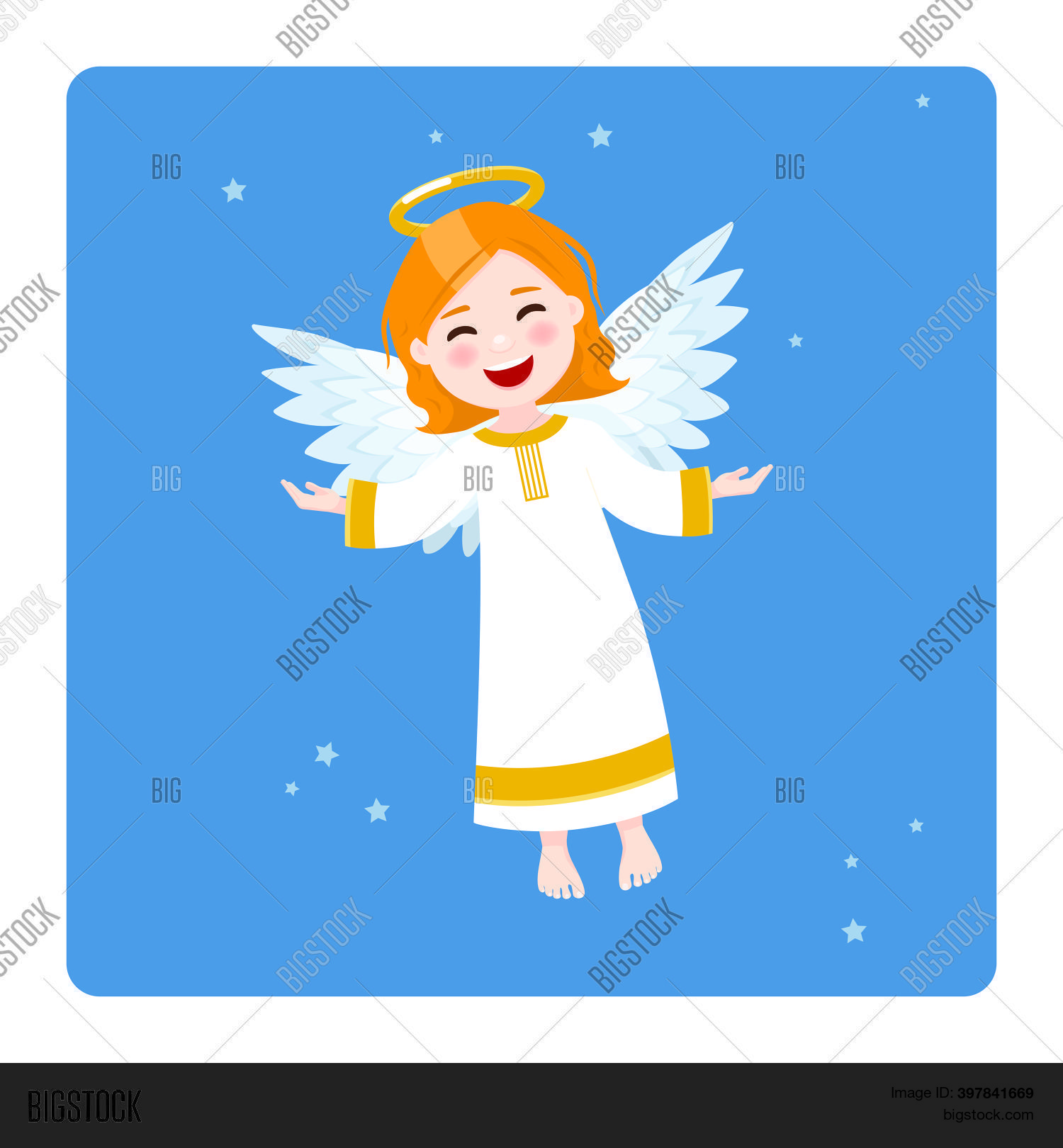 Flying Angel On Blue Vector & Photo (Free Trial) | Bigstock