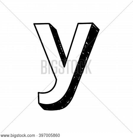 Y Letter Hand-drawn Symbol. Vector Illustration Of A Small English Letter Y. Hand-drawn Black And Wh